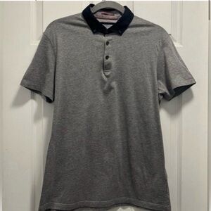 Ted Baker Jefnor Gray Polo Shirt/ Black Collar - MED - Ted Bake Size 3 - EUC